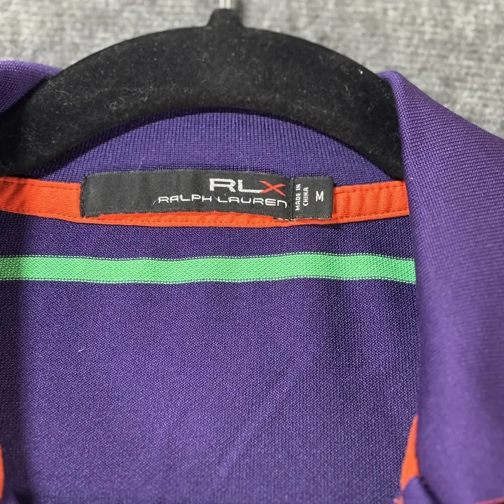 Ralph Lauren RLX Golf‎ Polo Men's M Purple Green Stripe Southern Hills Logo